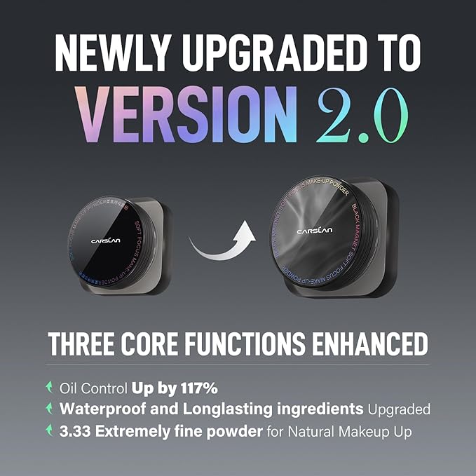 Black Magnet Soft Focus Make Up Powder, Waterproof Loose Setting Powder, 24H Longlasting, Oil Control, Talc-Free Face Powder, 02 Light Purple For Oily Skin, 0.28Oz