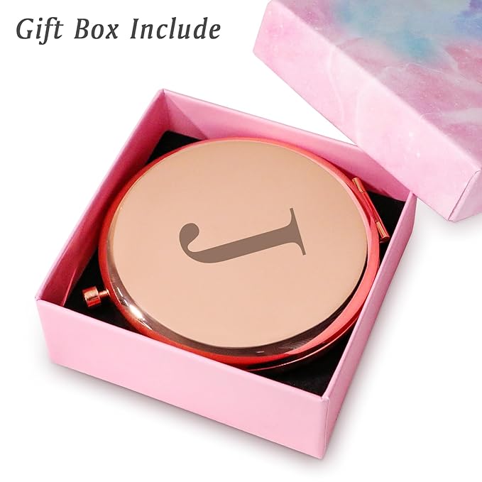 Personalized Gifts for Women Girls, Initial Compact Mirror, Unique Mothers Day Birthday Gifts for Friends Mom Wife Grandma Sister Daughter, 2025 Graduation Gifts for Her College Medical High School