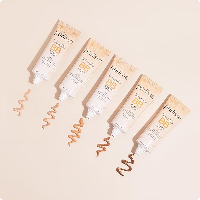 pΕ«rlisse Perfect Glow BB Cream with SPF 30 - Matte Meets Dewy Finish - Enriched with Goji & Hawthorn Berry to Help Improve Skin Texture & Radiance - Medium Golden (1.4 oz)