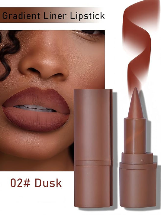 MAEPEOR 2 in 1 Creamy Lip Liner 8 Colors Matte Nude Dark Brown Lipliner High Pigmented Long lasting Gradient Lip Liner and Lipstick Lip Combo (02 Dusk)