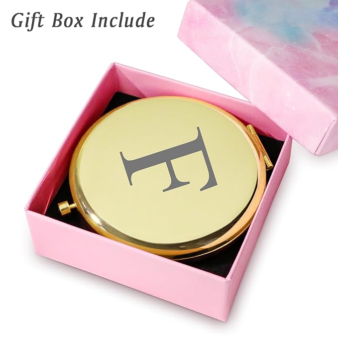 Personalized Gifts for Women Girls, Initial Compact Mirror, Unique Mothers Day Birthday Gifts for Friends Mom Wife Grandma Sister Daughter, 2025 Graduation Gifts for Her College Medical High School