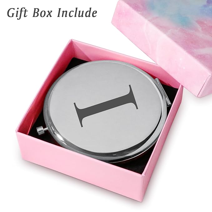 Personalized Gifts for Women Girls, Initial Compact Mirror, Unique Mothers Day Birthday Gifts for Friends Mom Wife Grandma Sister Daughter, 2025 Graduation Gifts for Her College Medical High School