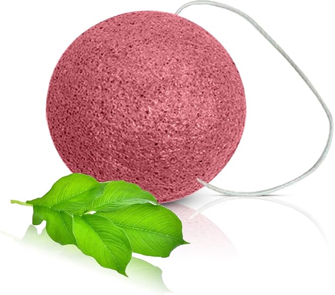 This Hippie Girl | Konjac Exfoliating Organic Facial Sponge | Plant Based Gentle Exfoliating Face Scrubbie | Oil Control Sponge | Rose Pink (Pink)