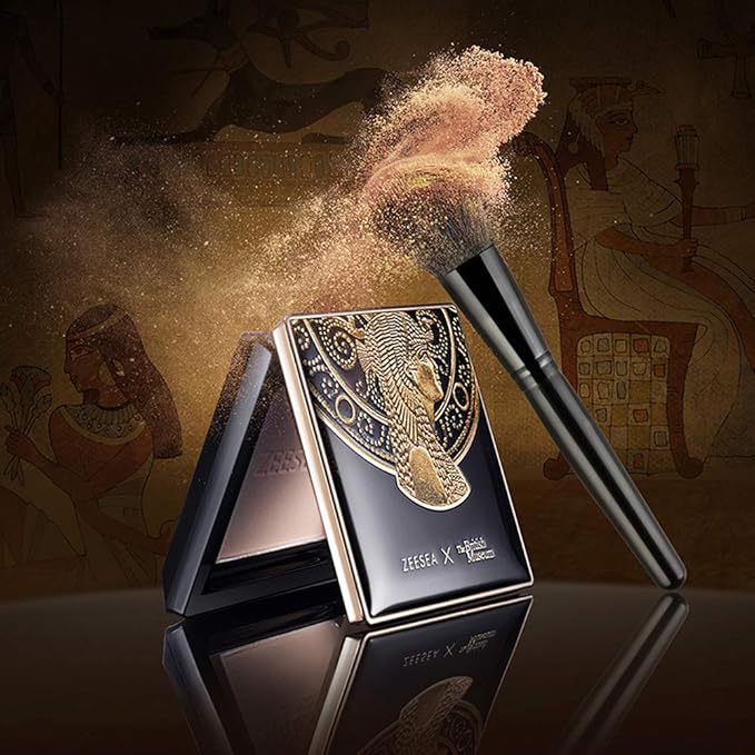 ZEESEA Pressed Powder The British Museum Egypt Series Long Lasting Oil Control Facial Finishing Brighten Setting Powder Multi-use Foundation (#01 Ivory White)