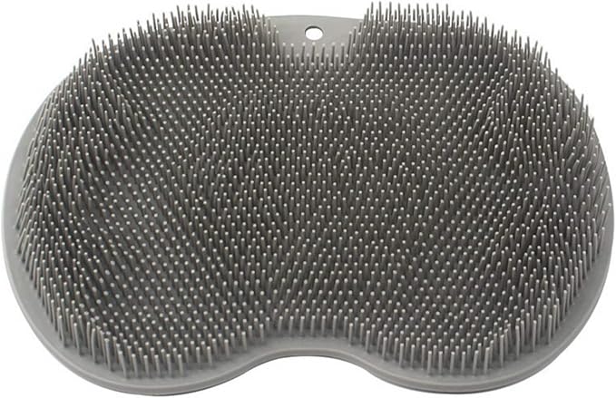 YVPSI Shower Foot & Back Scrubber, Wall Mounted Massage Pad, Silicone Bath Massage Cushion Brush with Suction Cups for Body Scrubber Improve Foot Circulation & Soothes Tired Feet (Grey)