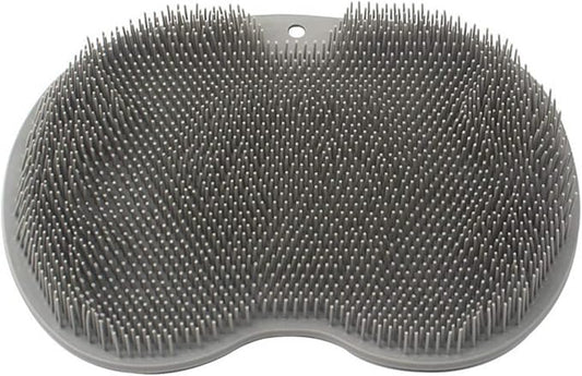 YVPSI Shower Foot & Back Scrubber, Wall Mounted Massage Pad, Silicone Bath Massage Cushion Brush with Suction Cups for Body Scrubber Improve Foot Circulation & Soothes Tired Feet (Grey)