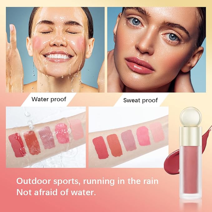Liquid Blush, Matte Liquid Cream Makeup Dual Use for Cheeks and Lips, Long-Lasting, Smudge Proof, Moisturizing Face Blush Stick for Cheek, Pink Lip gloss for Girl