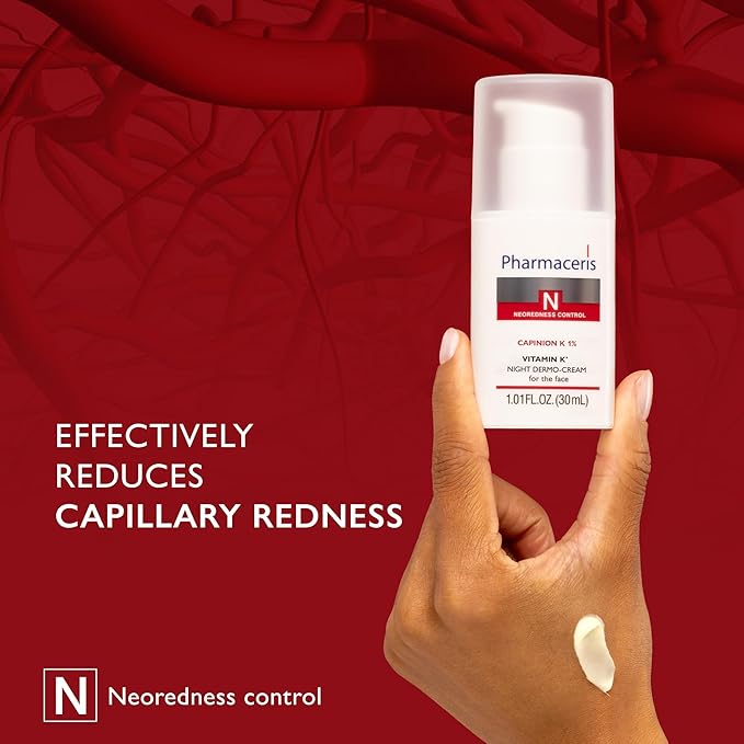 Vitamin K Redness Reducing Night Cream, Facial Moisturizer, Helps Strengthen Skin and Reduce Irritation, For Sensitive Skin Prone to Reactivity, CAPINON K 1%, 1.01 fl oz