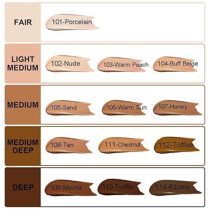 Foundation Makeup Set, 2Pcs Flawless Foundation and Makeup Spong Set for Natural Look, Waterproof, Medium Coverage, Matte Finish, Oil-Control, Odorless, Super Stay Up to 12 Hour (104 &105)