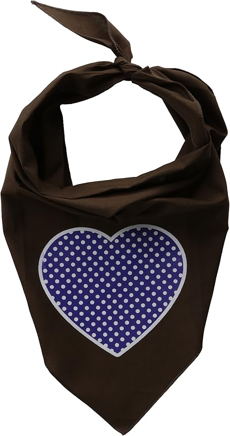 Mirage Pet Products Purple Swiss Dot Heart Screen Print Bandana for Pets, Large, Cocoa
