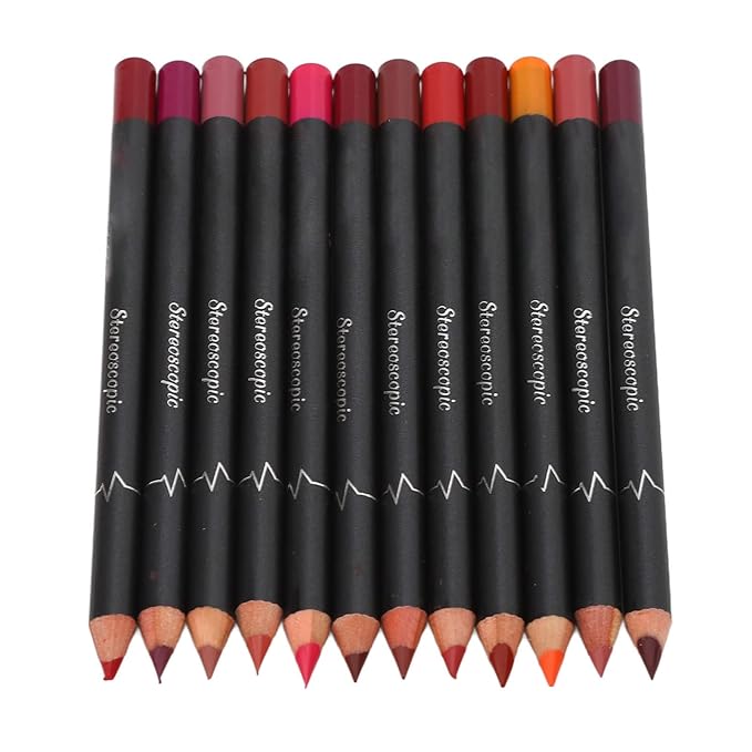ZJchao 12Pcs Lip Liner, Contour Pencil for Girl Women, Smooth Soft Smudge Matte Long Lasting Lipstick Makeup Tool Set