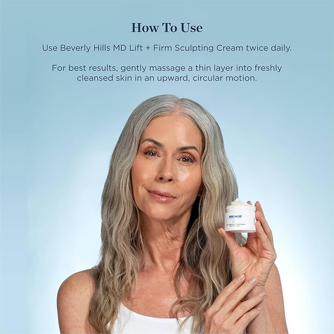 Beverly Hills MD Lift & Firm Sculpting Cream- Tighten & Tone Skin, Anti-Aging Lotion for Smooth, Moisturized Complexion- Lift and Smooth Face, Neck, DΓ©colletΓ© w/Silk Peptides, + Aloe Vera, Vitamin E