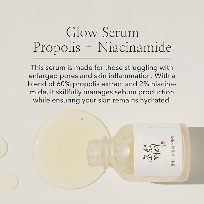 Beauty of Joseon Glow Serum Propolis and Niacinamide Hydrating Facial Soothing Moisturizer for Irritated Uneven Skin Tone, Korean Skin Care, 60ml, 2 Fl.Oz