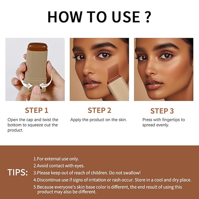 2Pcs Foundation Stick Beauty Balm Serum Boosted Skin Tint, Solid Tinted Moisturizing Serum Contour Stick Foundation Face, Beauty Balm Boosted Tint for Women (#3)
