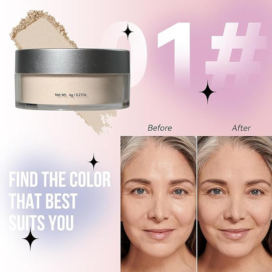Oil Control Loose Powder, Translucent Setting Powder, Long-Lasting Shimmer, Lightweight Face Powder for Women, Polvo TraslΓΊcido Maquillaje (01#, 1pc)