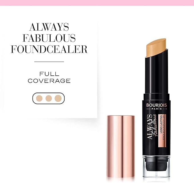 Bourjois Always Fabulous 24 Hour 2-in-1 Foundation and Concealer Stick with Blender, 420 Honey Beige