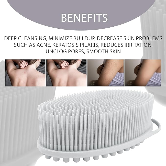 Avilana Light Gray and Marble Silicone Body Scrubber Bundle - Sleek and Elegant Dual-Tone Set