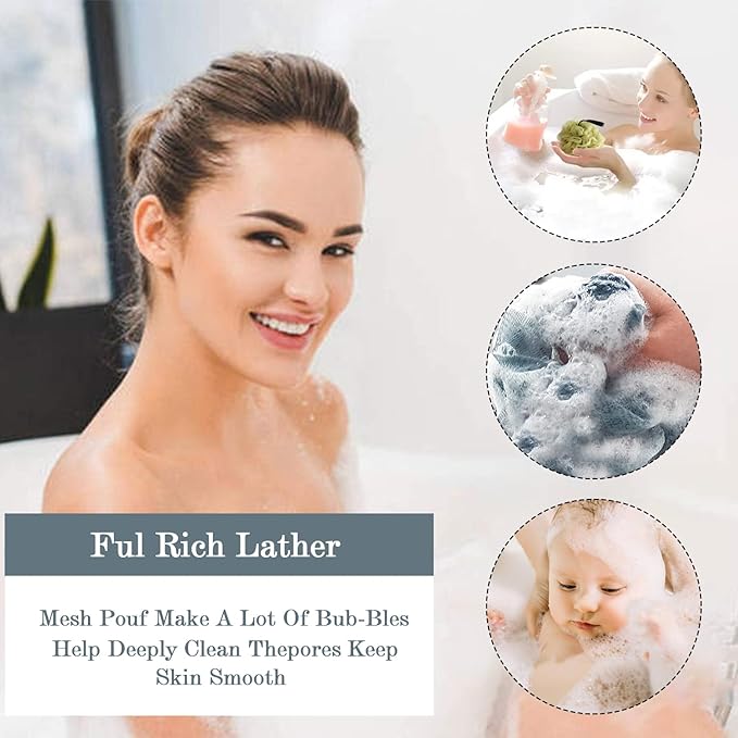 Loofah Sponge 50g/Piece, Exfoliating Bath Sponge Body Scrubber for Women and Men Bath Accessories (3Pcs Mix Color) (Dark Colored)