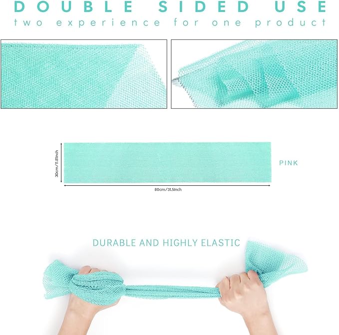 African Bath Sponge African Net Long Net Bath Sponge Exfoliating Shower Body Scrubber Back Scrubber Skin Smoother,Great for Daily Use (Green)