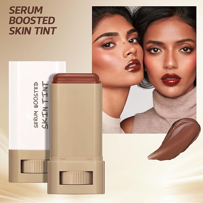 Beauty Balm Serum Boosted Skin Tint, Solid Tinted Moisturizing Serum Foundation Stick, Buildable Medium-to-Full Coverage Contour Stick for Face Makeup (#03)