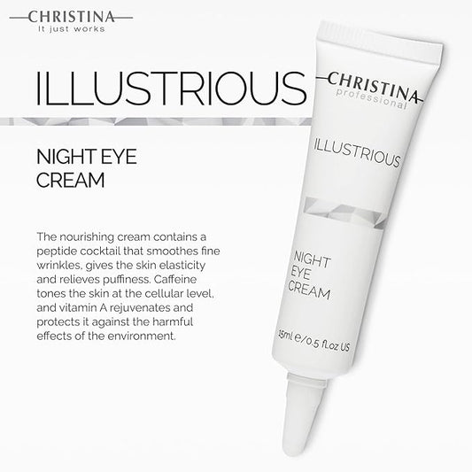 -CHRISTINA- Illustrious Night Eye Cream with Retinol and Vitamin C | Under Eye Cream Revitalizes, Brightens, Nourishes the Skin | Night Cream for All Skin Types 15ml