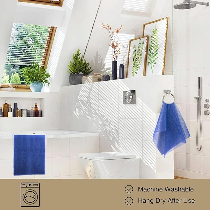 3 Pieces African Bath Sponge African Net Long Net Bath Sponge Exfoliating Shower Body Scrubber Back Scrubber Skin Smoother,Great for Daily Use (Blue)