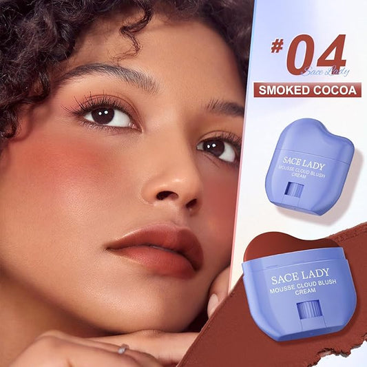 SACE LADY Creamy Blush Face Makeup, No Drying Blusher Cosmetics Pigmented Smooths Nourishes for Lip Eye Cheek Beauty Make Up, 0.31Oz (#04, 0.31Oz)