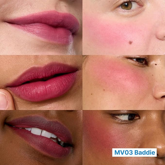 Blurry Pudding Pot | Airbrushed Blush & Lip, Buildable Pigment, Long-lasting, Lightweight, Easy to Blend, Natural Soft Matte Finish - Baddie (Mauve Berry) | 0.17 oz