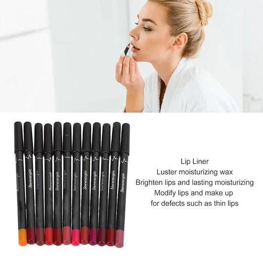 ZJchao 12Pcs Lip Liner, Contour Pencil for Girl Women, Smooth Soft Smudge Matte Long Lasting Lipstick Makeup Tool Set