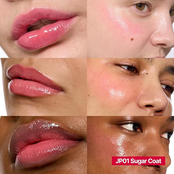 Glowy Jelly Pot + Keychain SET | Dewy Jelly Lip & Blush Color, Tinted Glow Jelly Balm, Dewy Buildable Finish β Sugar Coat (Coral Pink) | 0.14 oz