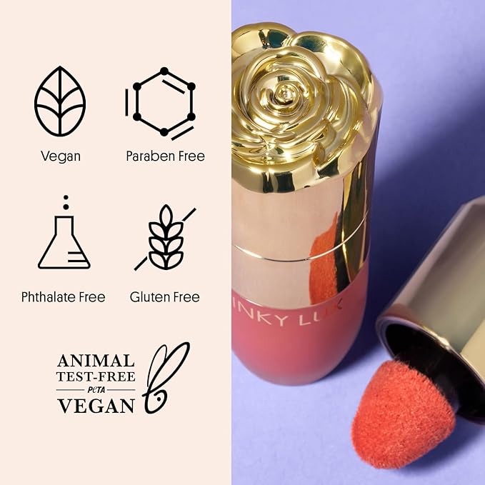 Winky Lux Cheeky Rose Liquid Blush, Gel-Cream Blush with Buildable Color, Lightweight Velvet Finish for Long Lasting Color, Deep Coral, Darling