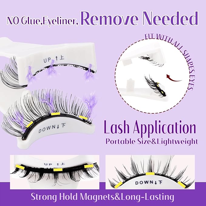 4-Pairs Reusable Magnetic Eyelashes with Applicator: Natural Look, Reusable, No Glue or Liner Needed, Wendy, K8+604-1