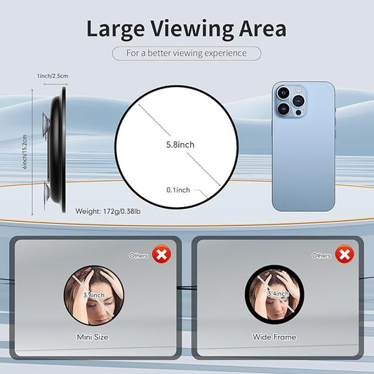 Travel Magnifying Mirror 10x Large 6β Diameter Makeup Mirror with Magnification 10x, Portable Handheld Close Up Magnified Mirror with Stand & Suction Cups, Perfect for Makeup, Shaving, Deep Cleaning