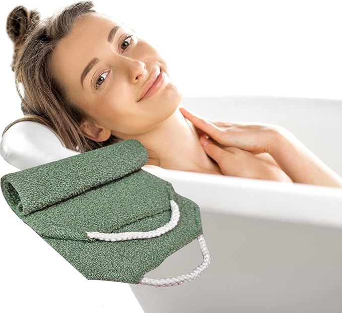 Scrubber Back for Shower Extended Length Scrubber Towel Exfoliating Washcloth Body Scrub Sponge Shower Loofah with Handle for Women Men Deep Clean Body Skin Massages (green2)