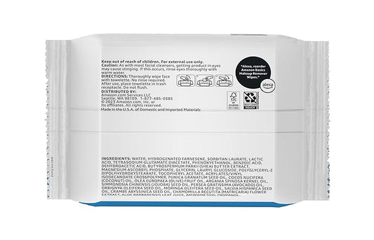 Amazon Basics Makeup Remover Wipes, Fragrance- and Alcohol-Free, Gentle Cleansing, Removes Waterproof Mascara, Dermatologist Tested, 25 Count, Pack of 6 (Previously Solimo)