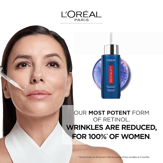 'L'Oreal Paris Revitalift Triple Power LZR Retinol Night Serum For Face, With 0.3% Pure Retinol, Moisturizes Skin and Eliminates Deep Wrinkles, For All Skin Types, 30ml