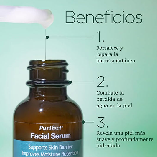 Made in USA Natural PURIFECT Facial Serums - 30 ml - Ceramide - Repair Dryness - Good for Dryness, Itching, and Inflammatory Skin - Fast Absorbing + Non Greased Formula
