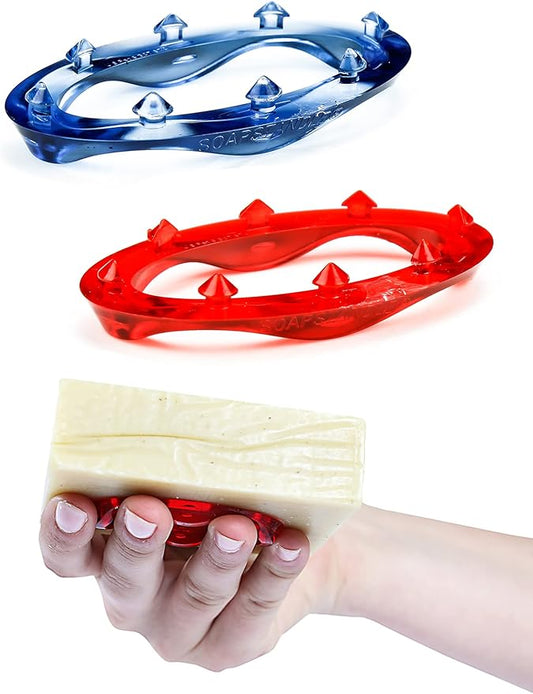 Bar Soap Gripper No Goo or Mess Soap Holder for Bath and Showers 2 Pack, Red and Blue
