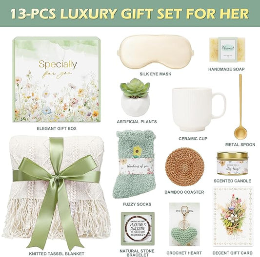 Get Well Gifts for Women Self Care Gifts, Sympathy Gift Baskets Spa Gifts Set, Thinking of You Inspirational Hug in a Box Gifts for Mom Her Friend Sister Wife Girlfriend