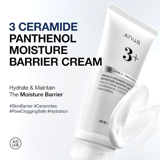 ANUA 3 Ceramide Panthenol Moisture Barrier Cream, Hydrating Face Moisturizer for Normal Skin, Panthenol, Ceramide, Centella for Skin Barrier Non Comedogenic, Korean Skincare (100ml/ 3.38 fl. oz.)