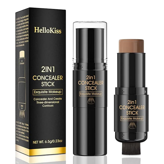 2 In 1 Cream Contour Stick Makeup with Built-In Brush, Makeup Concealer Stick for Women, Long Lasting, Waterproof, Matte (#06)