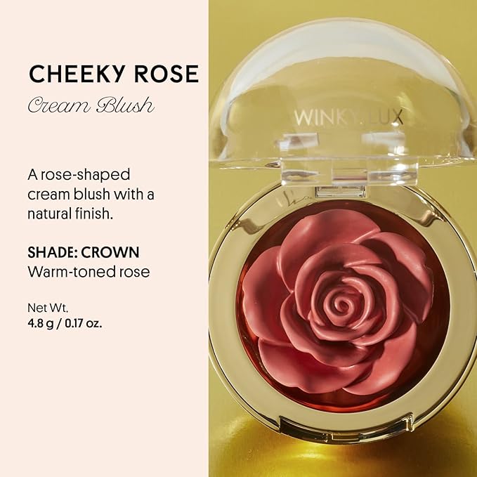 Winky Lux Cheeky Rose, Cream Blush for Cheeks, Flower Blush with Vitamin E, Makeup Blush and Flower Makeup, Rose Crown