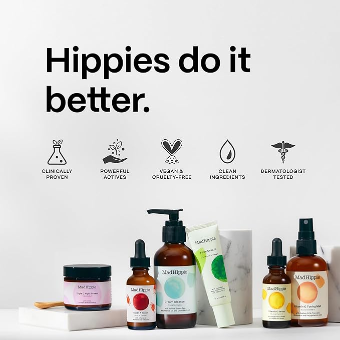 Mad Hippie Face Cream β Age-Defying Face Moisturizer & Skin Tightening Cream with Niacinamide, Advanced Peptides & Argan Oil 1.02 Oz