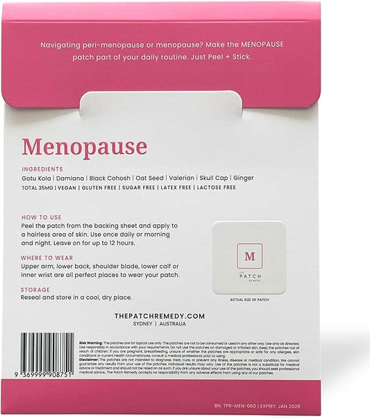 Menopause Patch | Black Cohosh, Damiana, Valerian, Ginger | 30 Patches