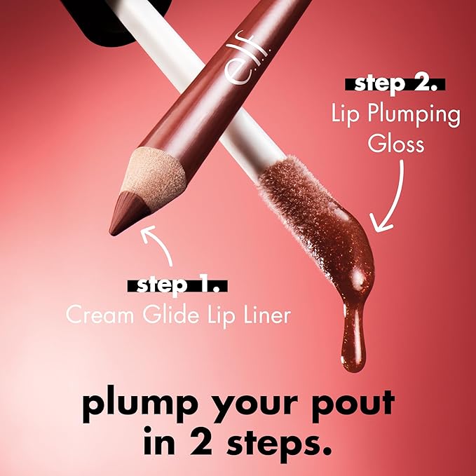 e.l.f. Lip Plumping Gloss, Hydrating, Nourishing, Invigorating, High-Shine, Plumps, Volumizes, Cools, Soothes, Sparkling RosΓ©, Shimmer, 0.09 Oz