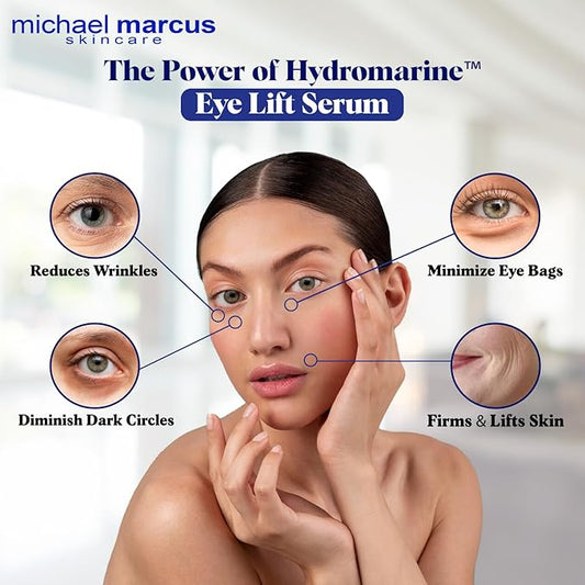 Micheal Marcus Hydromarineβ’ Eye Lift Serum - Reduces Wrinkles, Puffiness, Fine Line & Dark Circles - Under Eye Serum Improves Skin Elasticity, Skin texture & Brighten Complexion (30ml, 1 fl. oz)