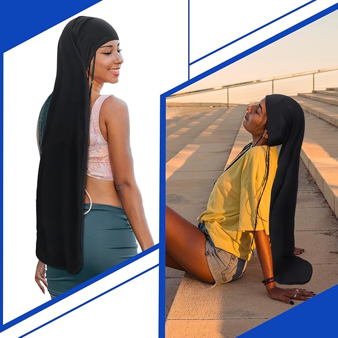 4 Pcs Jumbo Dreadlock Cap 37'' Hair Dreads Head Wrap Loc Wraps for Dreads Hair Accessories for Men Women Sleeping