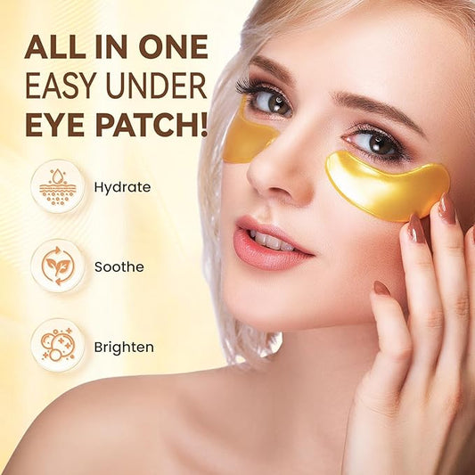 30P Under Eye Patches for Dark Circles and Puffy Eyes | Infused Gel Under 24K Gold Eye Masks for Skin Care of Puffiness & Eye Bags Treatment for Women Ideal for Beauty Care (30 Pairs, 24K Gold)