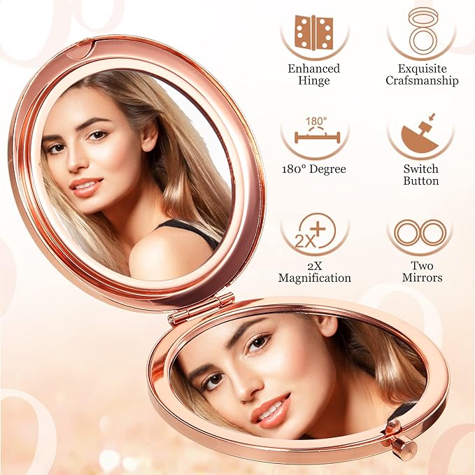 Cindeer 45 Pcs Small Compact Mirror Folding Pocket Makeup Round Hand Held Cosmetic Magnifying Compact Rhinestone Mirror with 1X/2X Magnification for Women Girls Travel (Modern Colors)