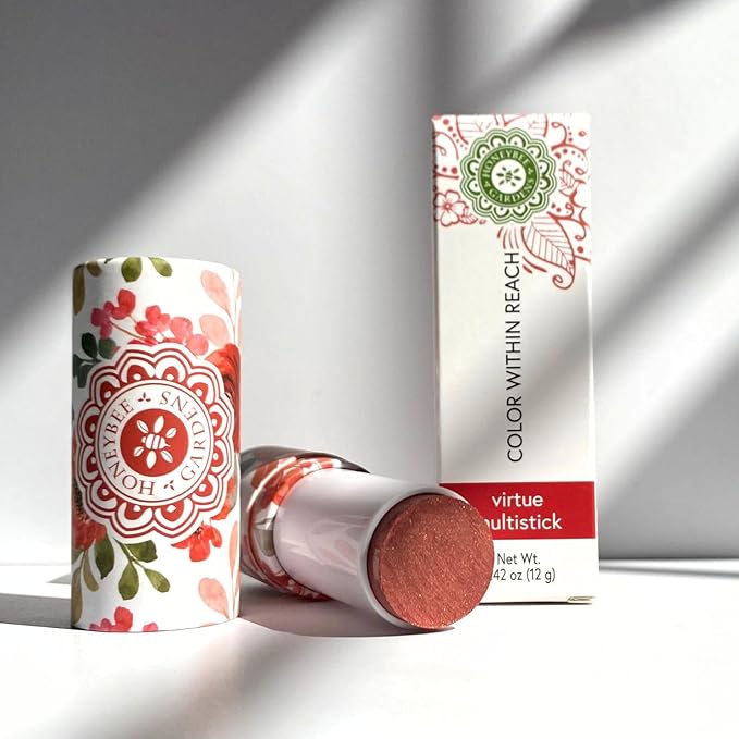 Honeybee Gardens Color Within Reach MultiStick, Virtue, Bronze Guava Golden Shimmer, Multipurpose Makeup, Natural Glow, Easy Application, Vegan, Cruelty-Free, Net Wt. 0.2 oz